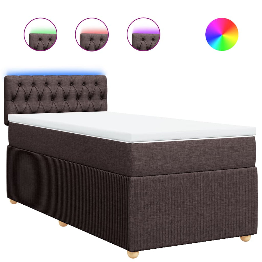 Boxspring met matras stof donkerbruin 80x200 cm