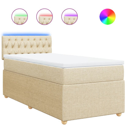 Boxspring met matras stof crèmekleurig 80x200 cm