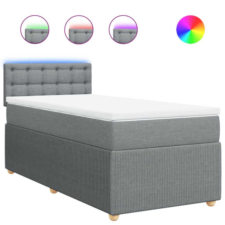 Boxspring met matras stof lichtgrijs 80x200 cm