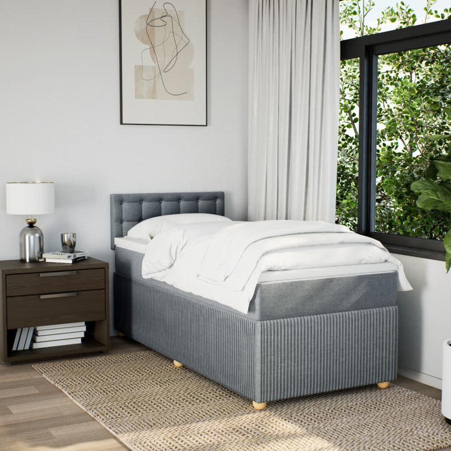 Boxspring met matras stof lichtgrijs 80x200 cm