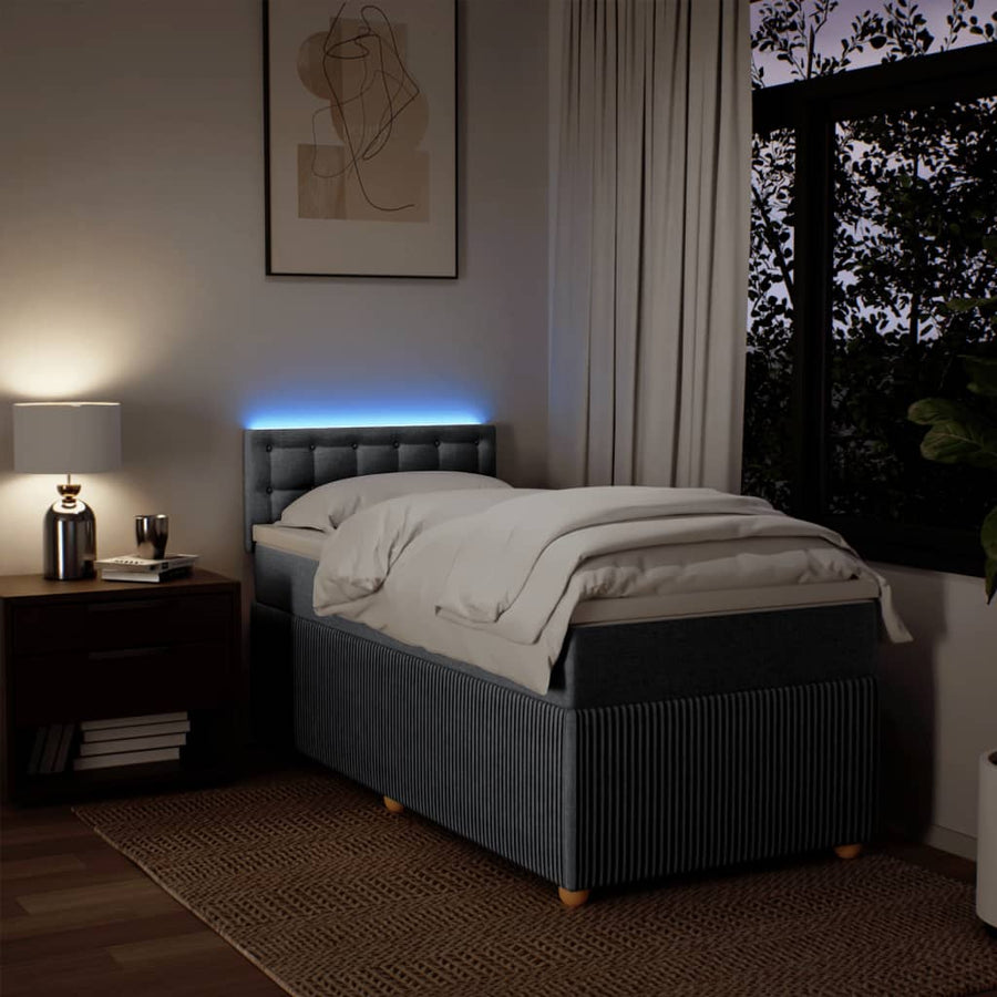 Boxspring met matras stof lichtgrijs 80x200 cm