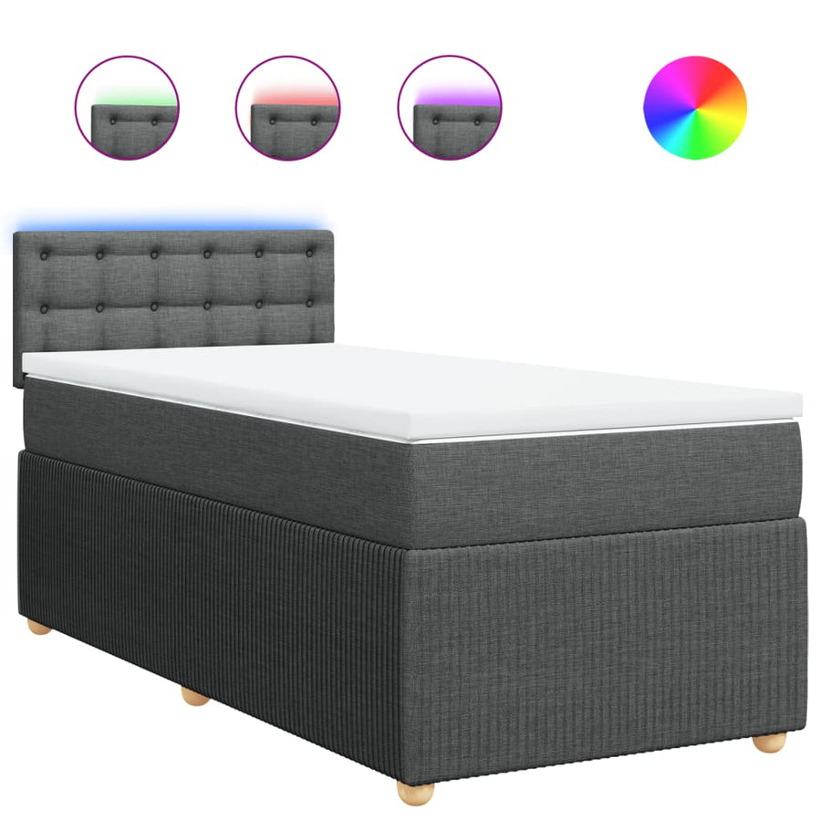 Boxspring met matras stof donkergrijs 80x200 cm