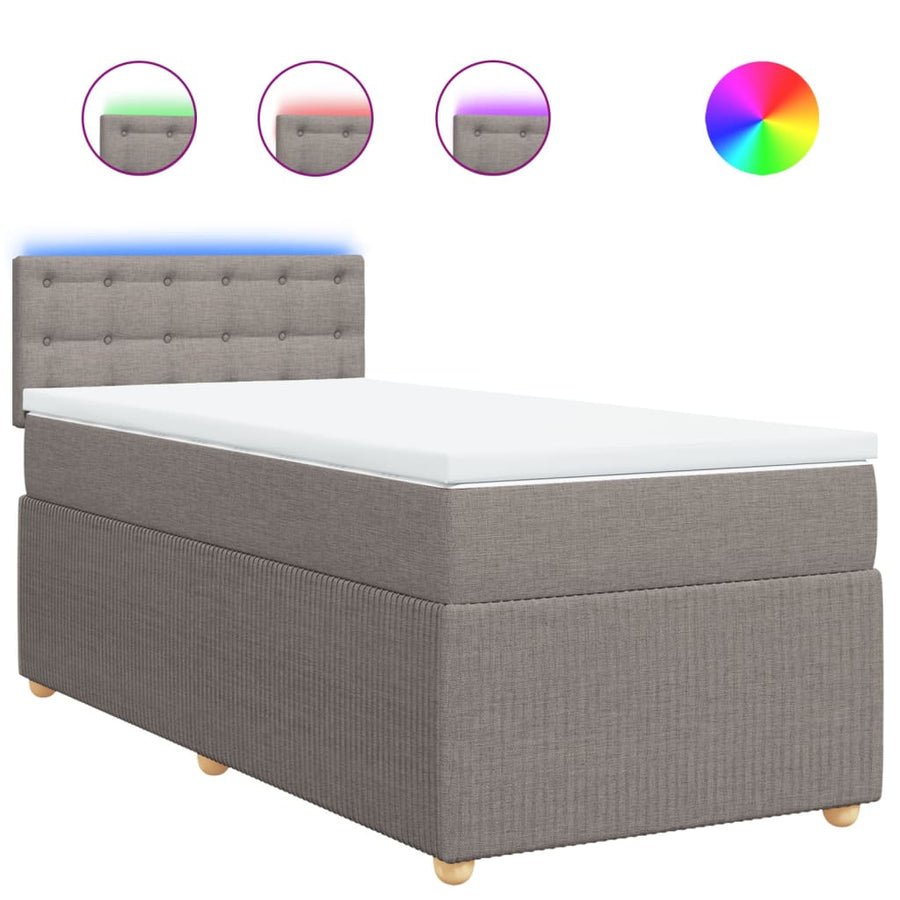 Boxspring met matras stof taupe 80x200 cm