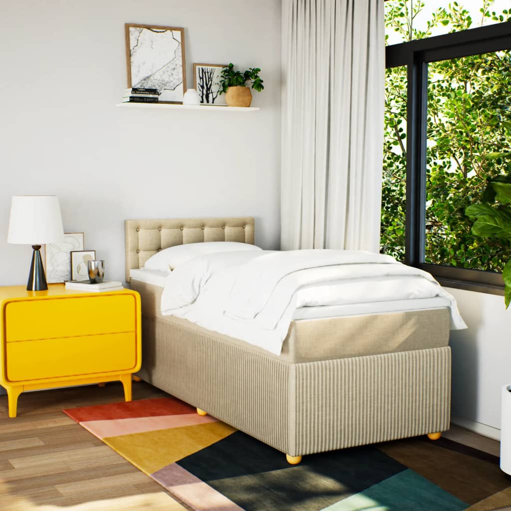 Boxspring met matras stof crèmekleurig 80x200 cm