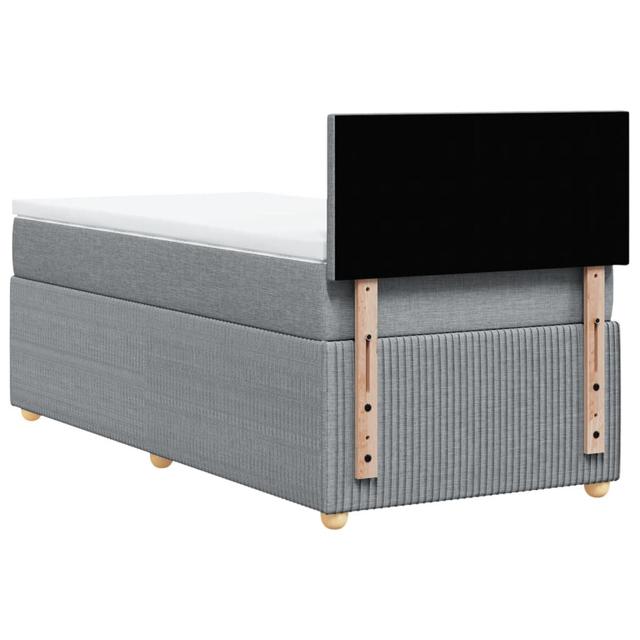 Boxspring met matras stof lichtgrijs 90x190 cm