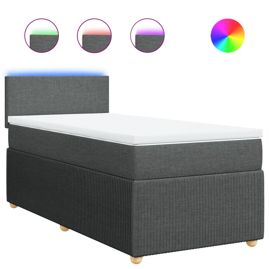 Boxspring met matras stof donkergrijs 90x190 cm