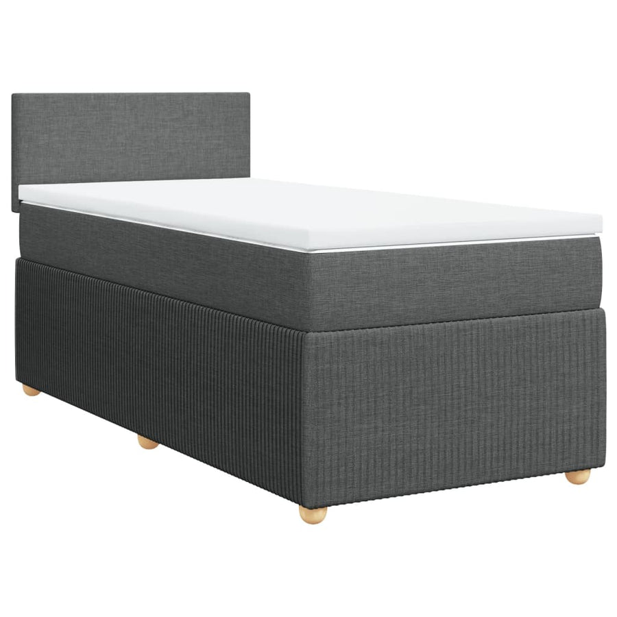 Boxspring met matras stof donkergrijs 90x190 cm