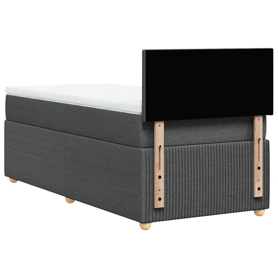 Boxspring met matras stof donkergrijs 90x190 cm