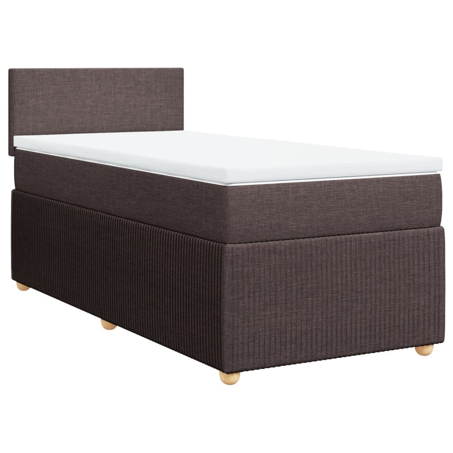 Boxspring met matras stof donkerbruin 90x190 cm