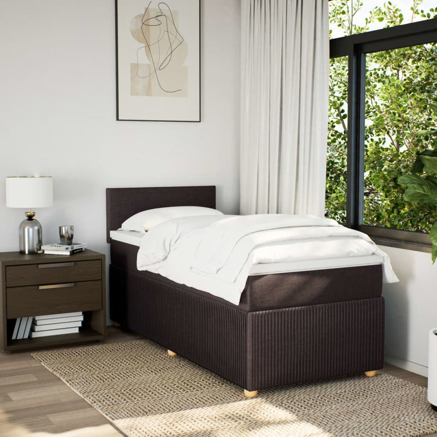 Boxspring met matras stof donkerbruin 90x190 cm