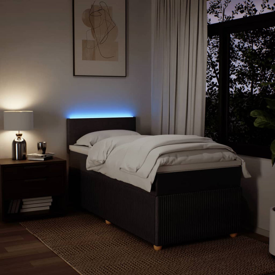 Boxspring met matras stof donkerbruin 90x190 cm