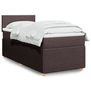 Box spring with dark brown fabric mattress 90x190 cm