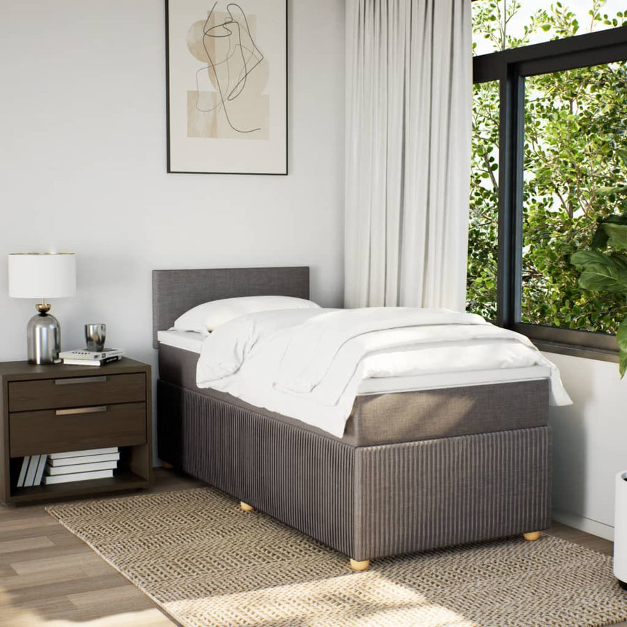 Boxspring met matras stof taupe 90x190 cm