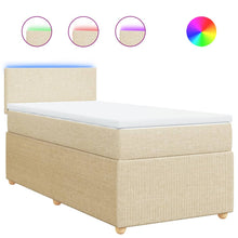 Boxspring met matras stof crèmekleurig 90x190 cm