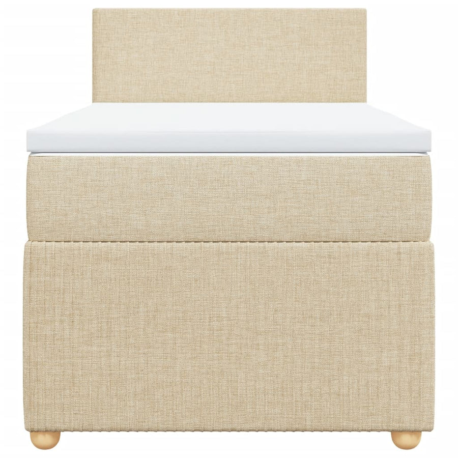 Boxspring met matras stof crèmekleurig 90x190 cm