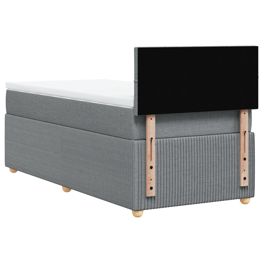 Boxspring met matras stof lichtgrijs 90x190 cm