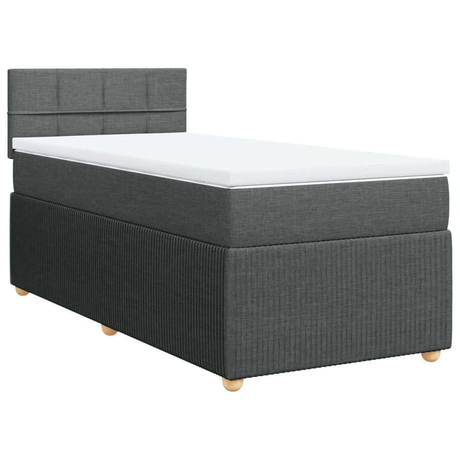 Boxspring met matras stof donkergrijs 90x190 cm