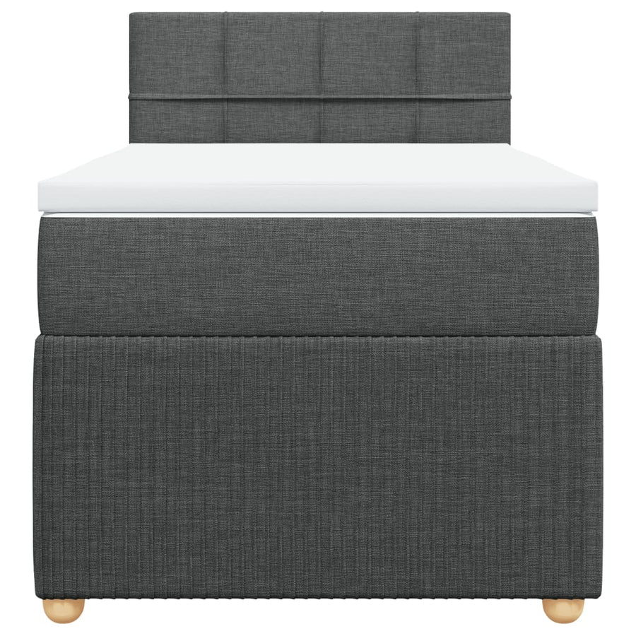 Boxspring met matras stof donkergrijs 90x190 cm