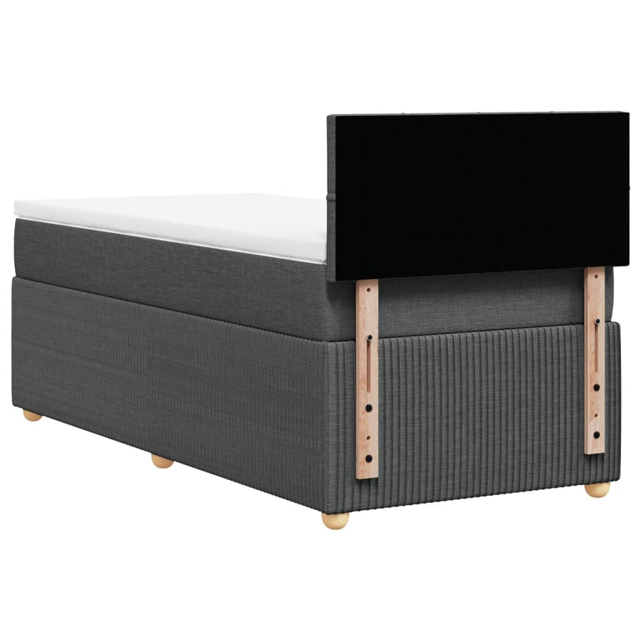 Boxspring met matras stof donkergrijs 90x190 cm