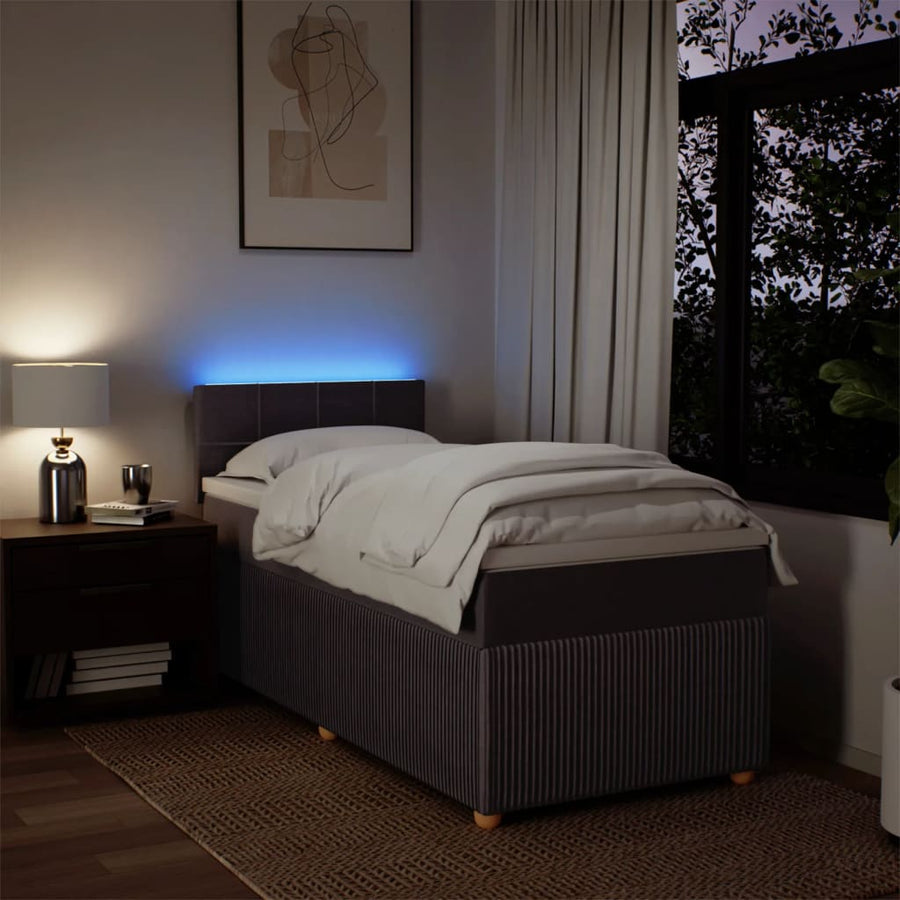 Boxspring met matras stof donkerbruin 90x190 cm