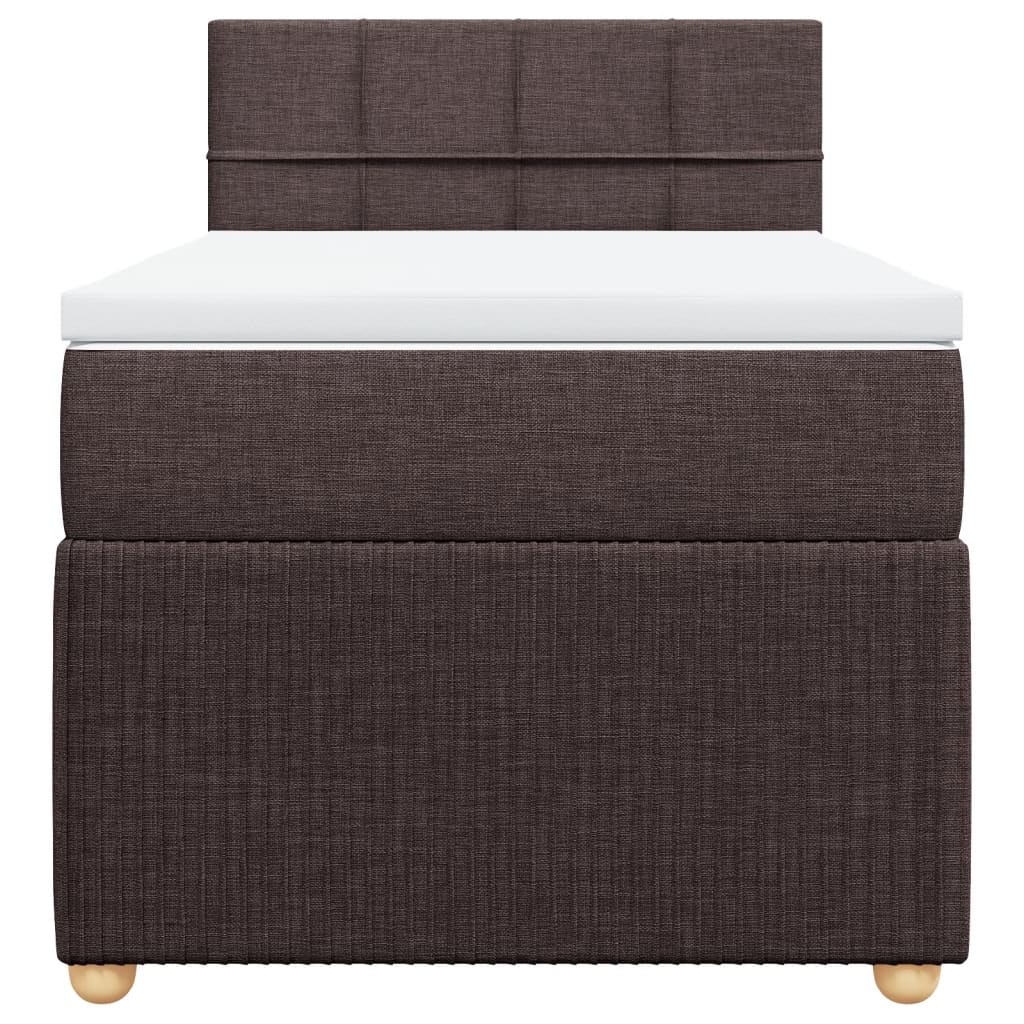 Boxspring met matras stof donkerbruin 90x190 cm