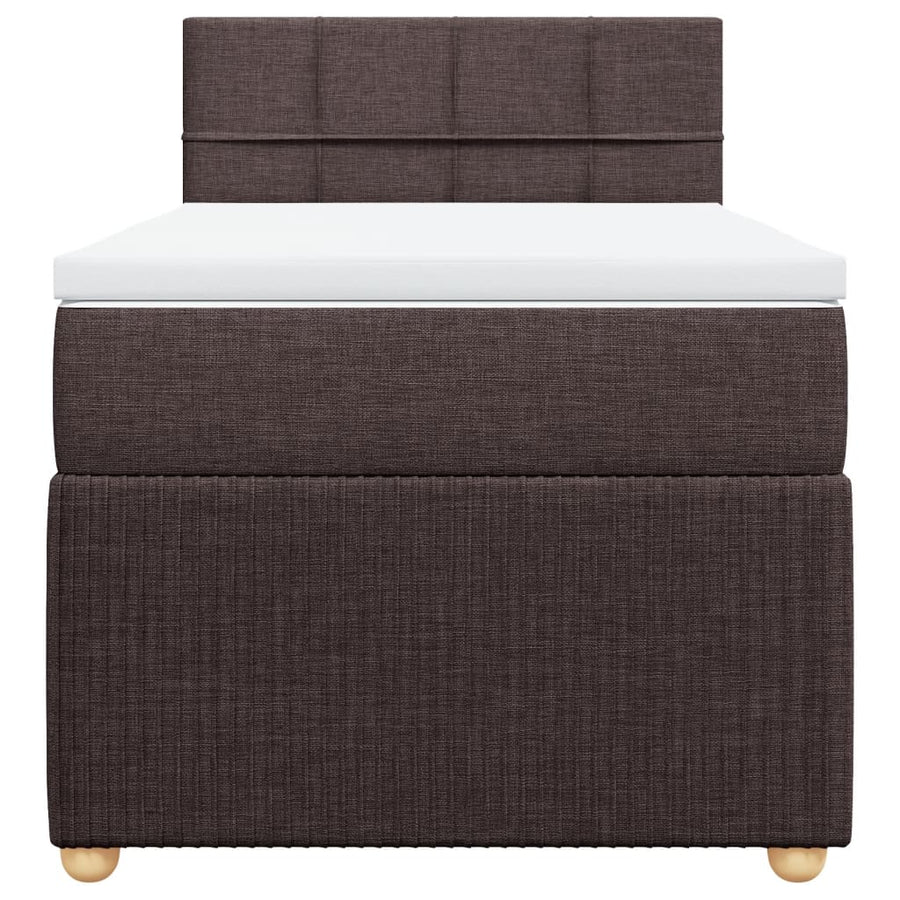 Boxspring met matras stof donkerbruin 90x190 cm