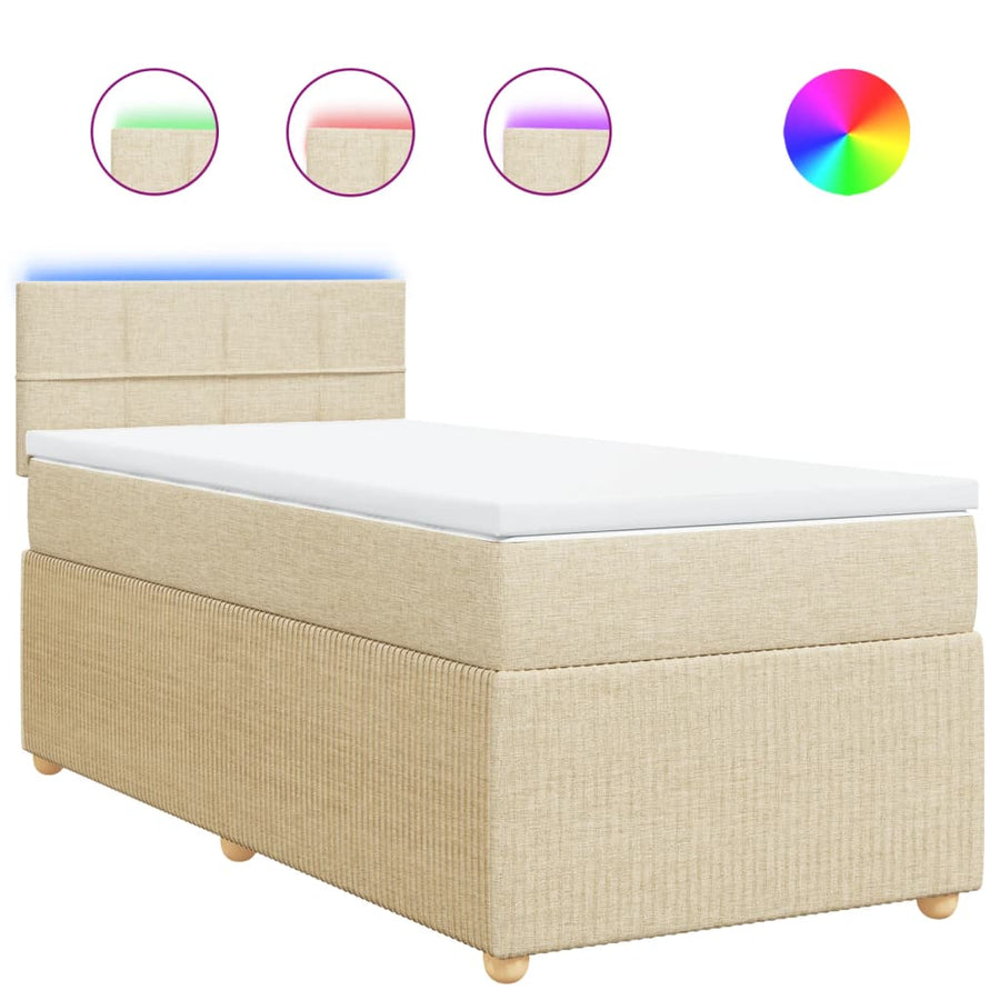 Boxspring met matras stof crèmekleurig 90x190 cm