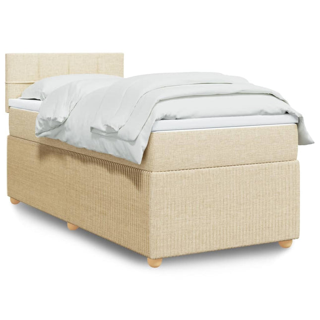 Boxspring met matras stof crèmekleurig 90x190 cm