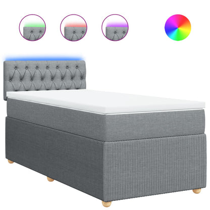 Boxspring met matras stof lichtgrijs 90x190 cm