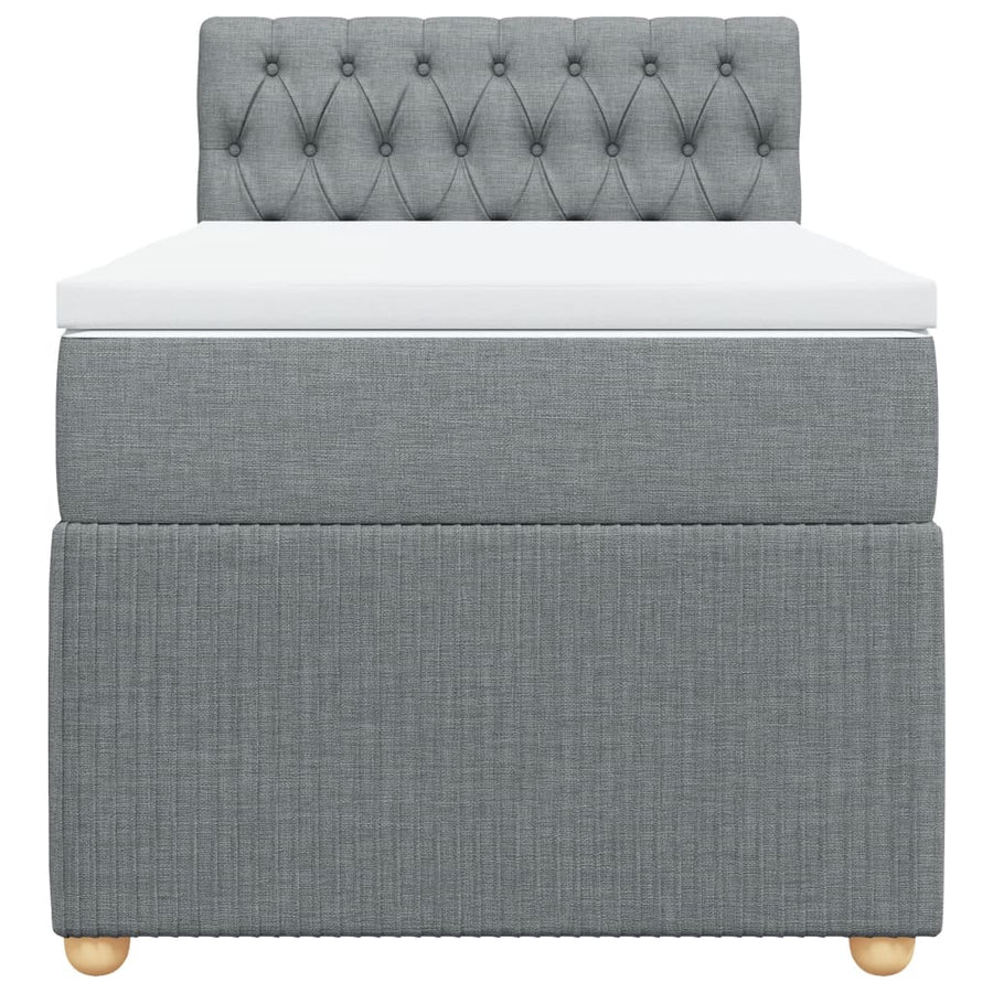 Boxspring met matras stof lichtgrijs 90x190 cm