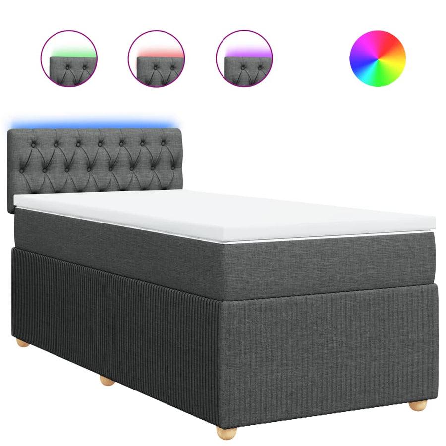 Boxspring met matras stof donkergrijs 90x190 cm