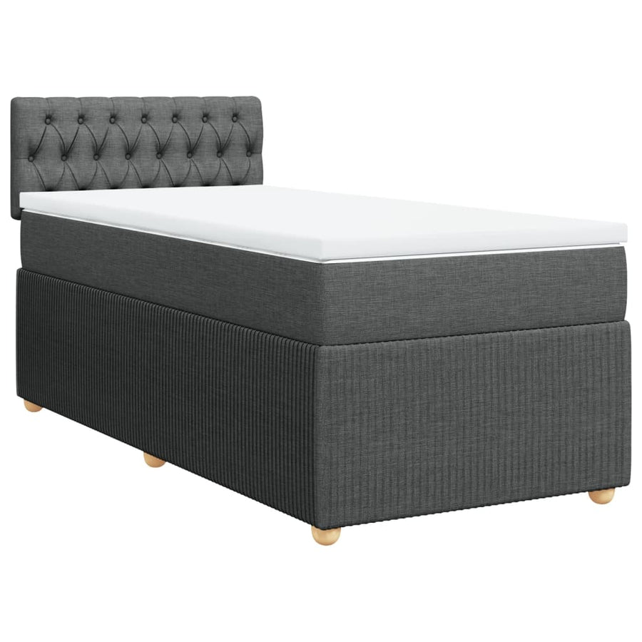 Boxspring met matras stof donkergrijs 90x190 cm