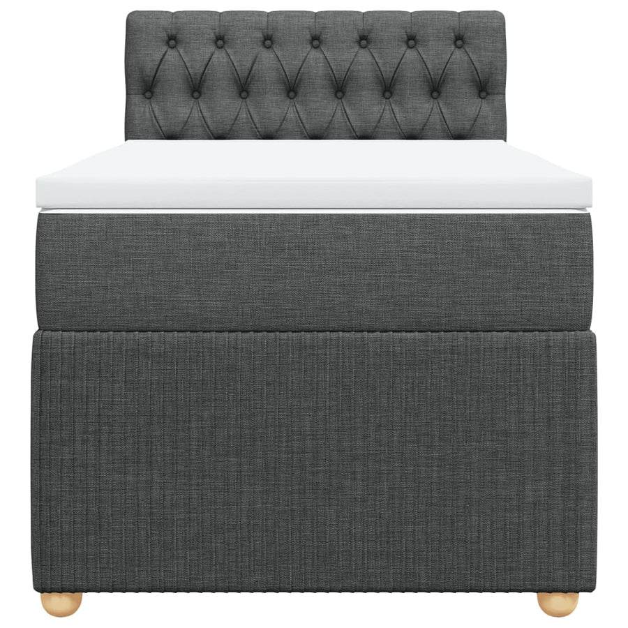 Boxspring met matras stof donkergrijs 90x190 cm