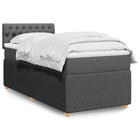 Box spring with mattress fabric dark grey 90x190 cm