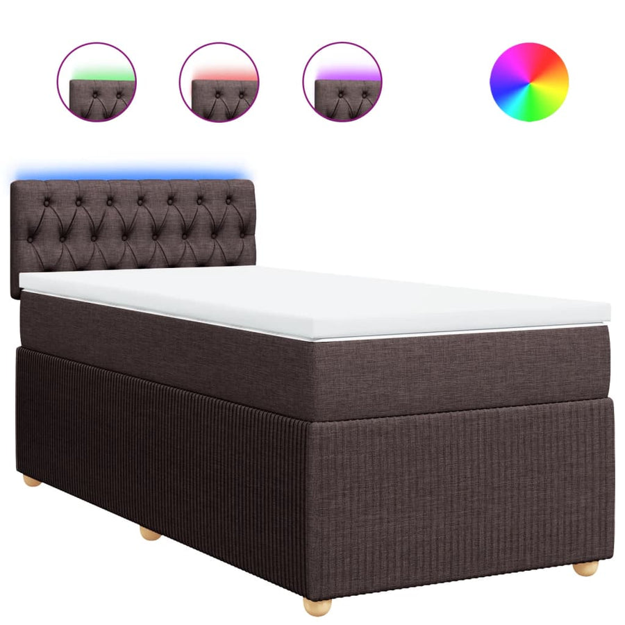 Boxspring met matras stof donkerbruin 90x190 cm