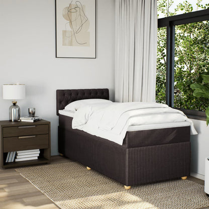 Boxspring met matras stof donkerbruin 90x190 cm