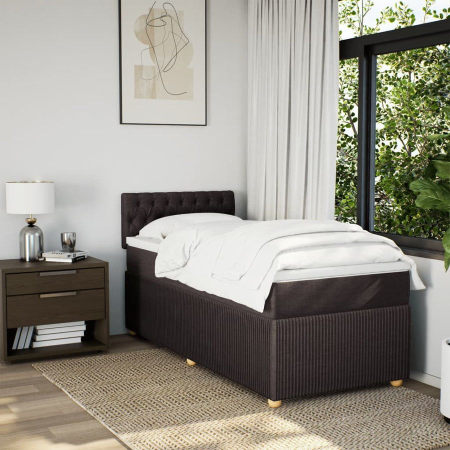 Boxspring met matras stof donkerbruin 90x190 cm