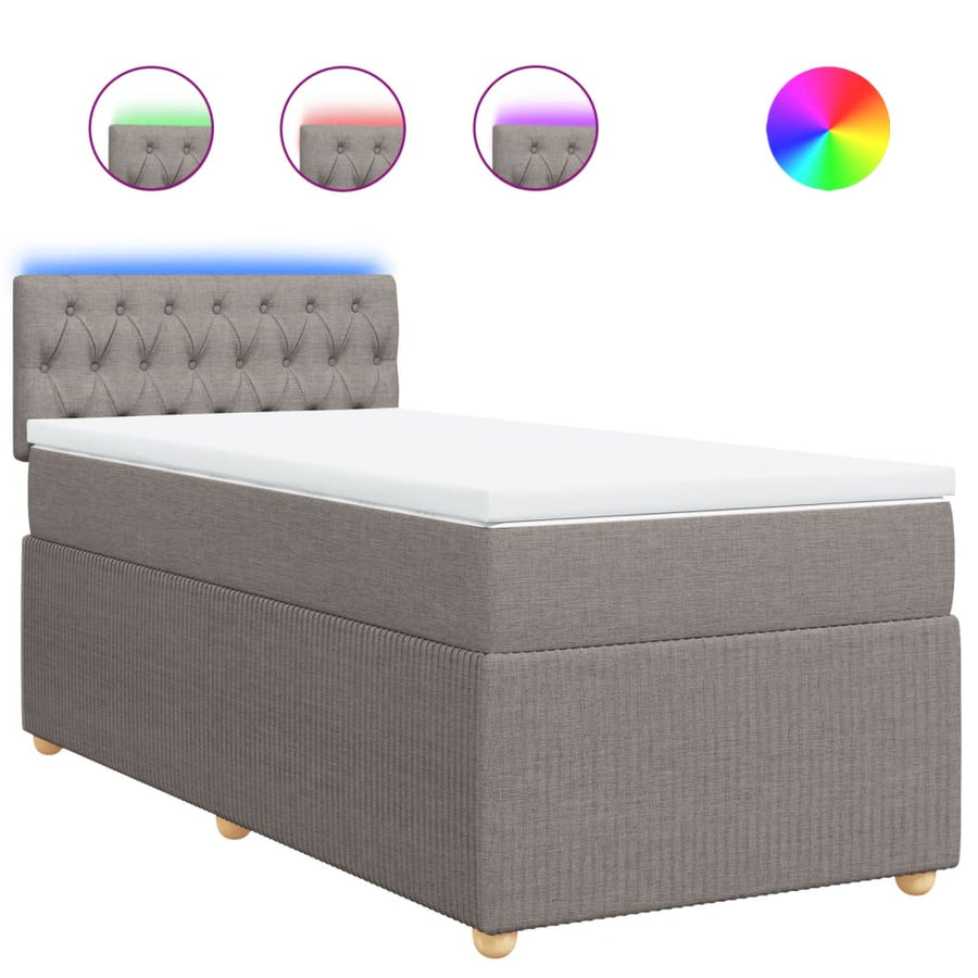 Boxspring met matras stof taupe 90x190 cm