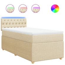 Boxspring met matras stof crèmekleurig 90x190 cm