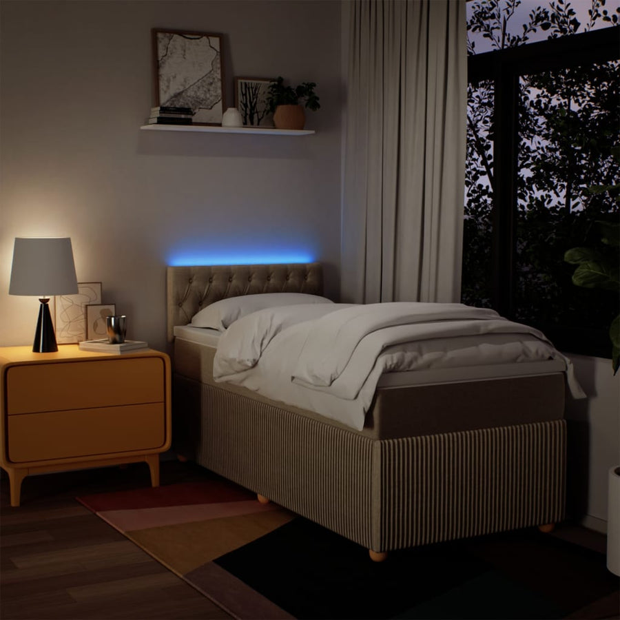 Boxspring met matras stof crèmekleurig 90x190 cm