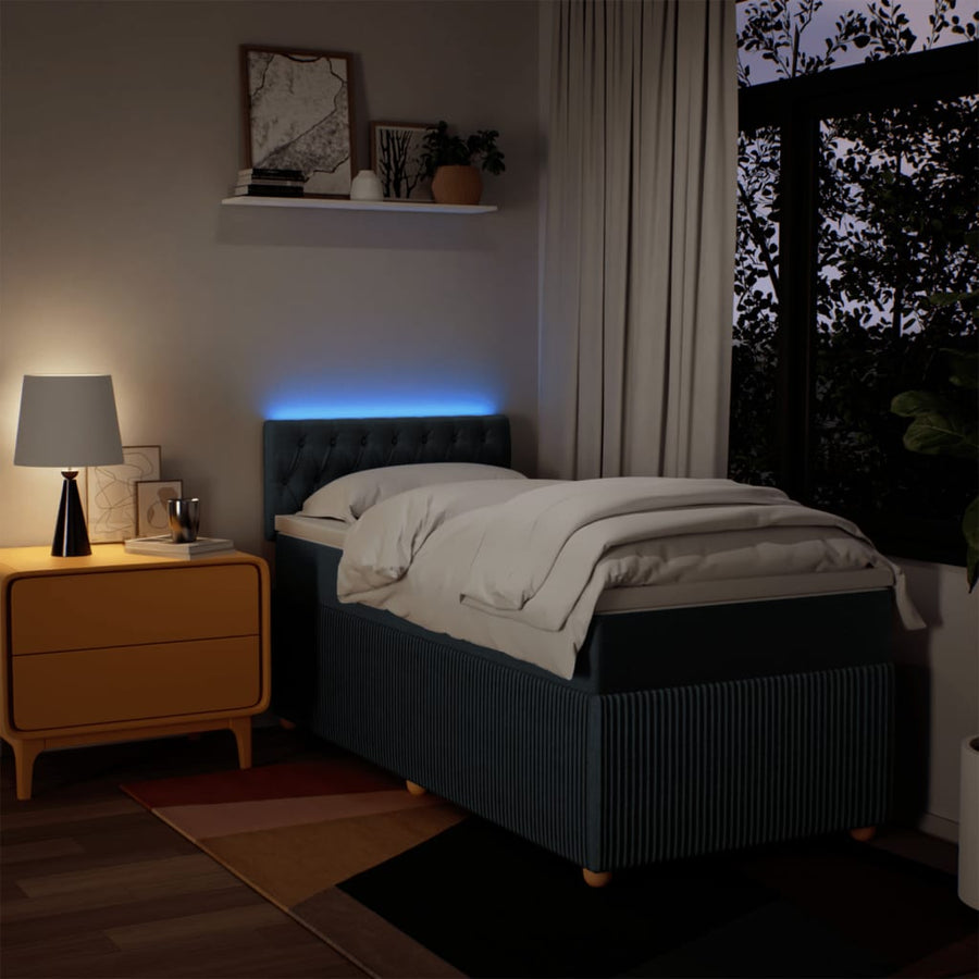 Boxspring met matras stof blauw 90x190 cm