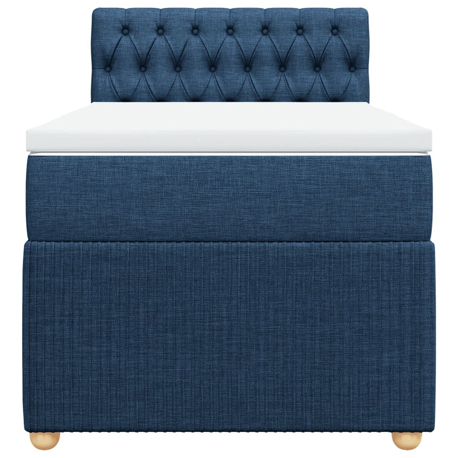 Boxspring met matras stof blauw 90x190 cm
