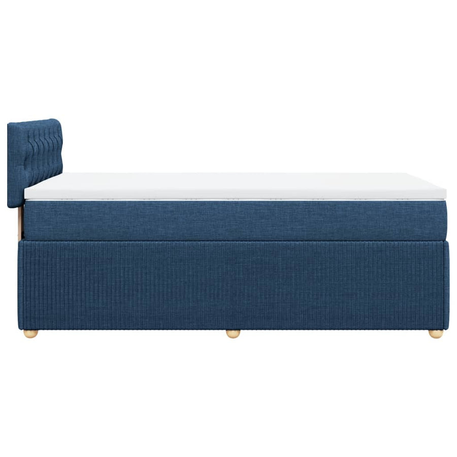 Boxspring met matras stof blauw 90x190 cm