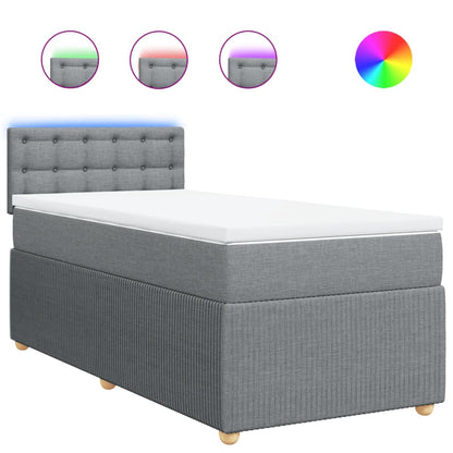 Boxspring met matras stof lichtgrijs 90x190 cm