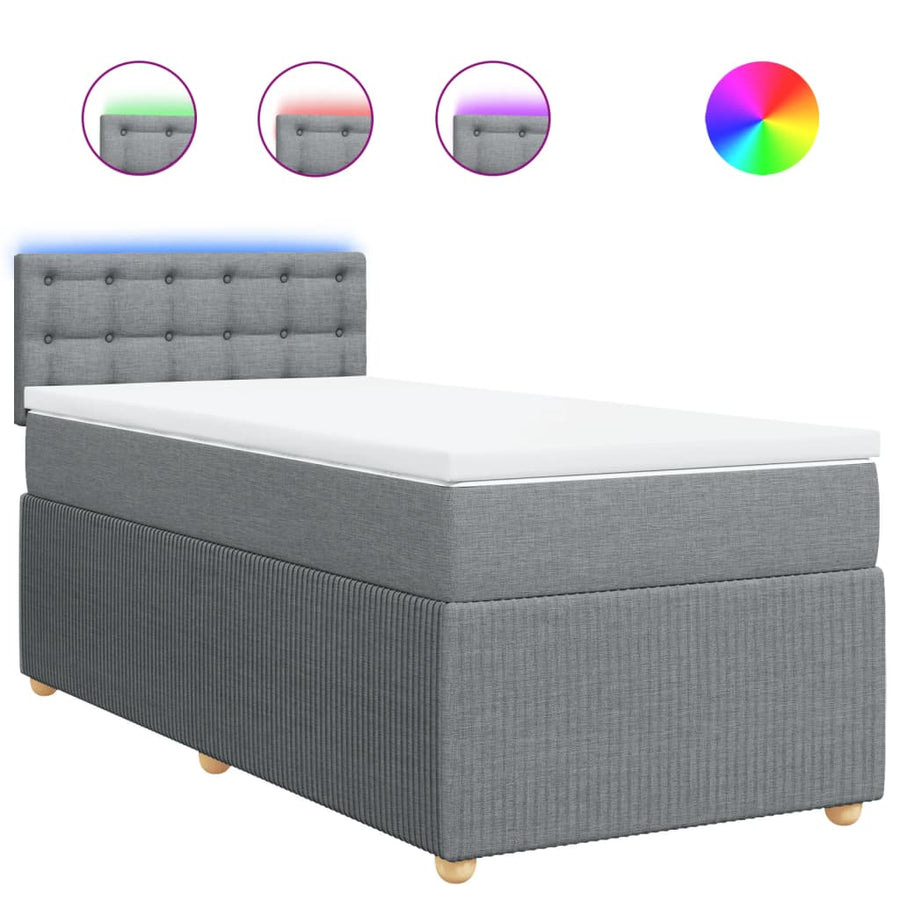 Boxspring met matras stof lichtgrijs 90x190 cm