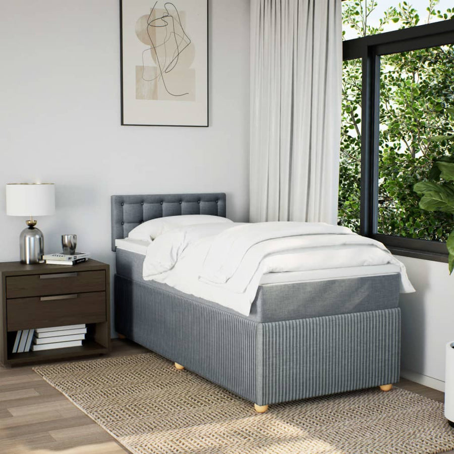 Boxspring met matras stof lichtgrijs 90x190 cm