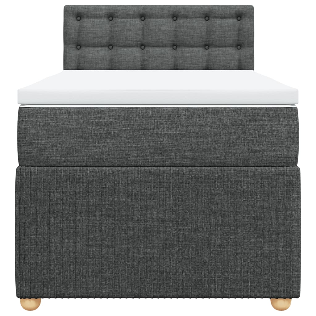 Boxspring met matras stof donkergrijs 90x190 cm