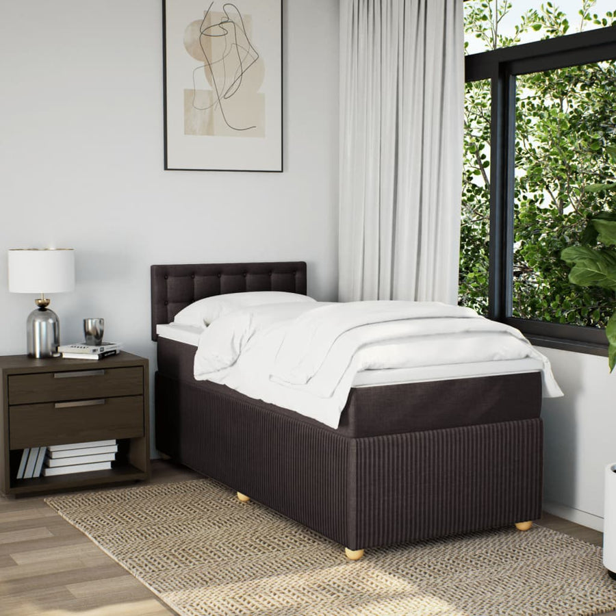 Boxspring met matras stof donkerbruin 90x190 cm