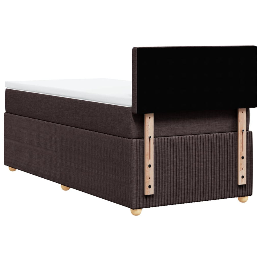 Boxspring met matras stof donkerbruin 90x190 cm