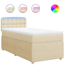 Boxspring met matras stof crèmekleurig 90x190 cm